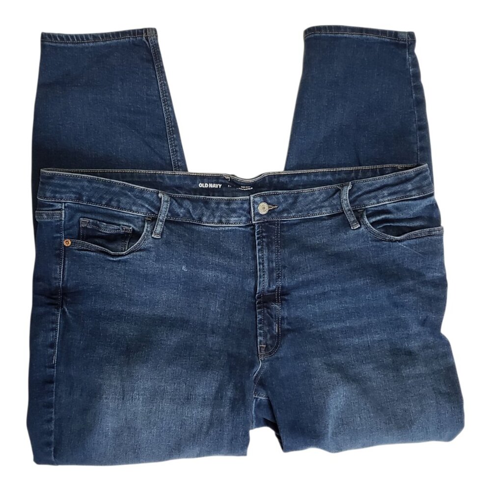 Old Navy Rockstar Super Skinny Jeans Womens 22 Stretch Mid Rise Blue Denim